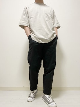 「NIDO（ニド）のアイテム（パンツ）」を使った、kasago/Instagramも見てねさん（メンズ・165cm）の春コーディネート