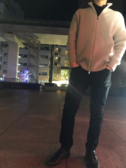 M.K.|UNITED TOKYOのニット/セーターを使ったコーディネート - WEAR オンライン取寄 リブジップアップニット ベージュ united tokyo ニット/セーター