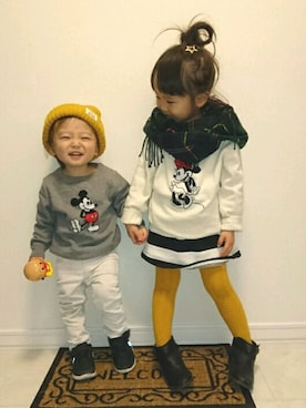 「アイテム（ブーティ）」を使った、COCO♡HARU さん（キッズ・90cm）の冬コーディネート