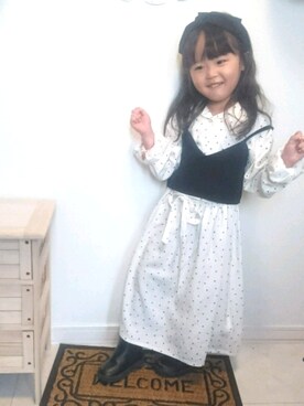 「ドットワンピ」｜「アイテム（シャツワンピース）」を使った、COCO♡HARU さん（キッズ・110cm）の冬コーディネート