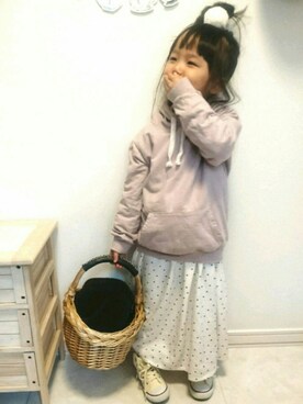 「ドットワンピ」｜「アイテム（シャツワンピース）」を使った、COCO♡HARU さん（キッズ・100cm）の冬コーディネート