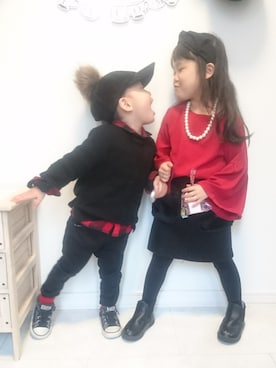 「バレンタインデートスタイル」｜「アイテム（その他）」を使った、COCO♡HARU さん（キッズ・90cm）の冬コーディネート