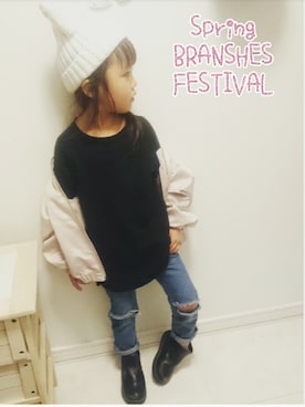 「Right-on（ライトオン）のアイテム（ブルゾン）」を使った、COCO♡HARU さん（キッズ・100cm）の春コーディネート