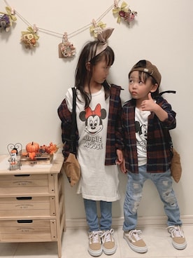 「ミッキーT」｜「アイテム（ワンピース/ドレス）」を使った、COCO♡HARU さん（キッズ・100cm）の秋コーディネート