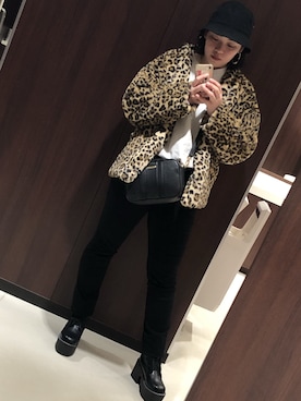 「ハットコーデ」｜「アイテム（ダウンジャケット/コート）」を使った、shiiiiiiiさん（レディース・162cm）の冬コーディネート