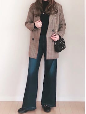 「JUNOAH（ジュノア）のチェックテーラードジャケット（テーラードジャケット）」を使った、舞妓さん（レディース・160cm）の秋コーディネート