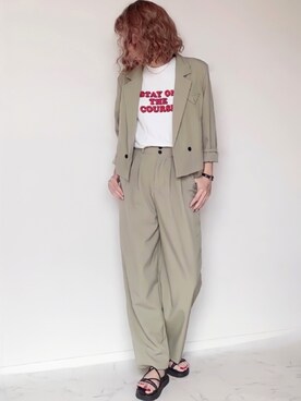 「Ungrid（アングリッド）のロゴ発砲プリントTee（Tシャツ/カットソー）」を使った、舞妓さん（レディース・160cm）の春コーディネート