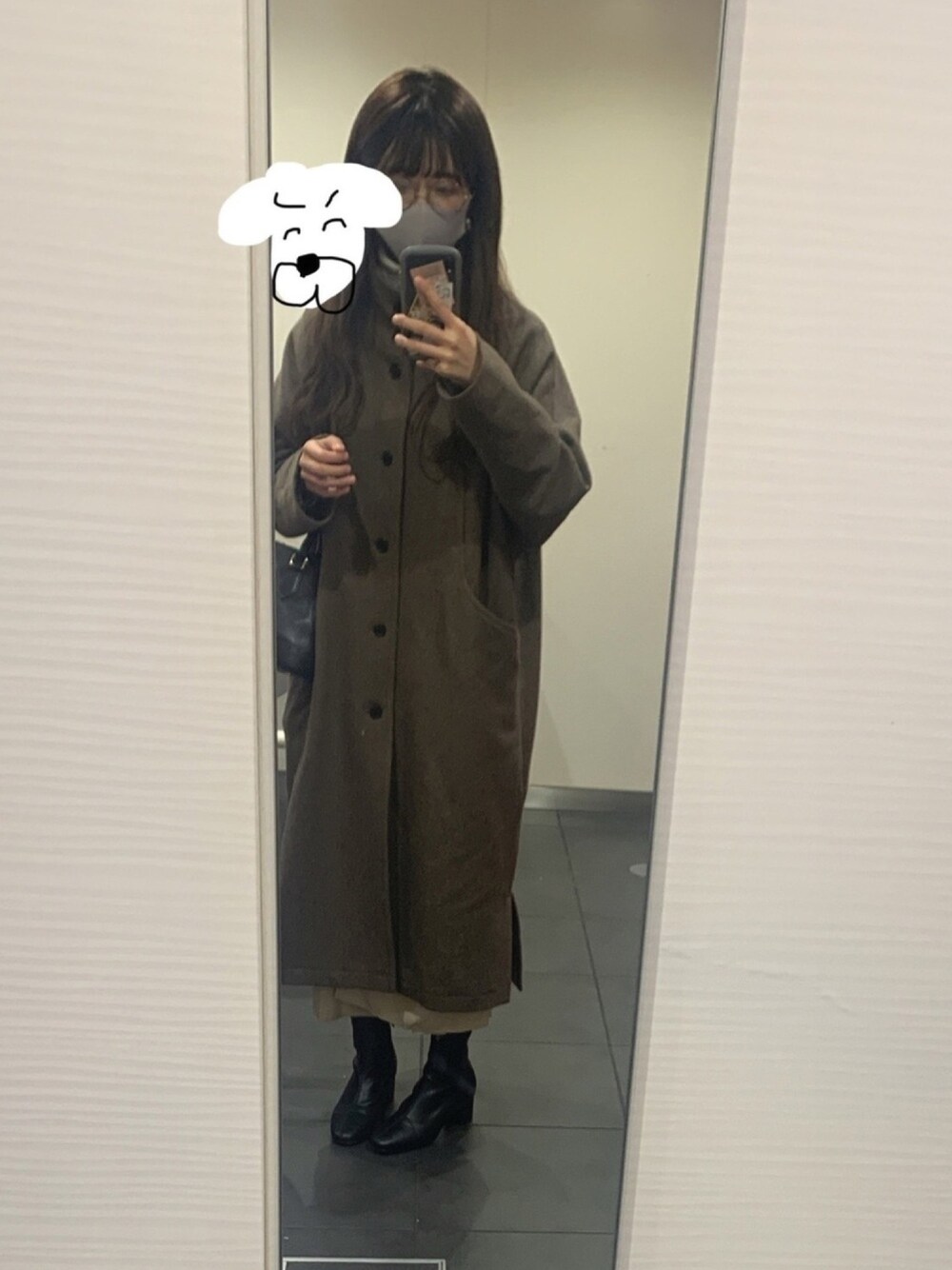 「UNIQLO、Ray BEAMS、BASIS BROEK、冬コーデ、タートルネックニット、ワンピース、ブーツ、レイヤードスタイル、丸メガネ、いいね、save、フォローお願いします🤑」｜「ZoffのUV100％カット ラウンド型クリアレンズサングラス｜Zoff UV（サングラス、ブラウン系）」を使った、inugasukiさん（レディース・165cm）の冬コーディネートの1枚目の写真