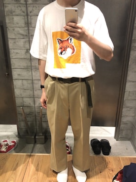 「メゾン キツネ(MAISON KITSUNE)」｜「アイテム（スニーカー）」を使った、のりさん（メンズ・175cm）の夏コーディネート