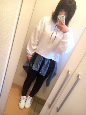 「niko and...（ニコアンド）のメンテンBIGBIG Ｔシャツ【niko and ...】（Tシャツ/カットソー）」を使った、RENAさん（レディース・155cm・20代）の春コーディネート