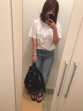 「サタデーズ ニューヨークシティ (Saturdays NYC)」｜「アイテム（サンダル）」を使った、RENAさん（レディース・155cm）の夏コーディネート