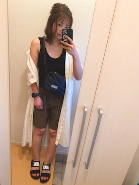 「リネンショートパンツ」｜RENAさん（レディース・155cm）の秋コーディネート