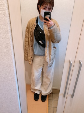 「ザノースフェイス」｜「アイテム（スウェット）」を使った、RENAさん（レディース・155cm）の春コーディネート