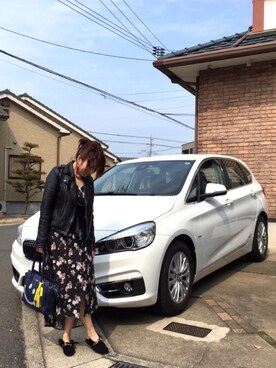 「BACK NUMBER（バックナンバー）のアイテム（ライダースジャケット）」を使った、レオンママさん（レディース・153cm）の春コーディネート