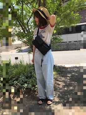 「RAGEBLUE（レイジブルー）のアイテム（帽子）」を使った、レオンママさん（レディース・153cm）の夏コーディネート