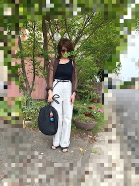 「H&M（エイチ・アンド・エム）のアイテム（かごバッグ）」を使った、レオンママさん（レディース・153cm）の夏コーディネート