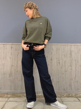 「ジーンズコーデ」｜「アイテム（スリッポン）」を使った、Naaachiさん（レディース・163cm）の秋コーディネート