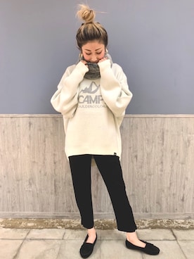 「CAMP7」｜「アイテム（モカシン/デッキシューズ）」を使った、Naaachiさん（レディース・163cm）の秋コーディネート