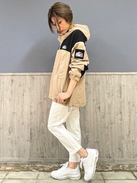「CAMP7」｜「アイテム（マウンテンパーカー）」を使った、Naaachiさん（レディース・163cm）の冬コーディネート