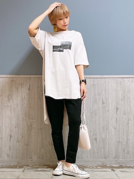 「RAG MACHINE（ラグマシーン）のアイテム（バッグ）」を使った、Naaachiさん（レディース・163cm）の春コーディネート