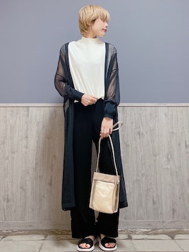 「透かし編みニット」｜Naaachiさん（レディース・163cm）の春コーディネート