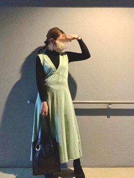 Zara ザラ のワンピース グリーン系 を使った人気ファッションコーディネート Wear