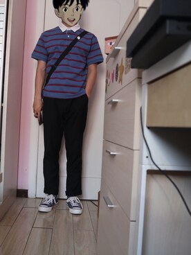 「blue」｜「アイテム（その他シューズ）」を使った、Lazyさん（メンズ・163cm）の夏コーディネート