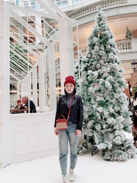 「COACH」｜「アイテム（ライダースジャケット）」を使った、Zionさん（レディース・153cm）の冬コーディネート