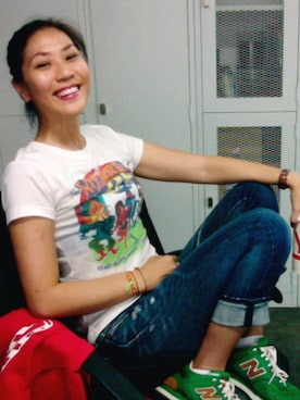 「JUNK FOOD（ジャンクフード）のアイテム」を使った、WaiChingさん（レディース・165cm）の冬コーディネート