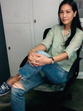 「Rubi（ルビ）のアイテム」を使った、WaiChingさん（レディース・165cm）の冬コーディネート