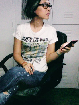 「JUNK FOOD（ジャンクフード）のアイテム」を使った、WaiChingさん（レディース・165cm）の冬コーディネート