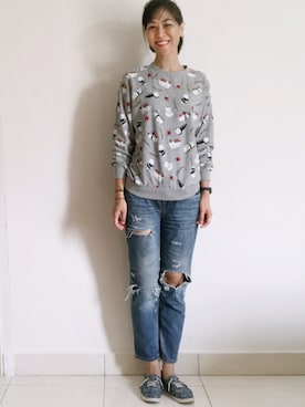 「アイテム（腕時計、パープル系）」を使った、WaiChingさん（レディース・165cm）の冬コーディネート