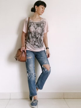 「Rubi（ルビ）のアイテム」を使った、WaiChingさん（レディース・165cm）の春コーディネート