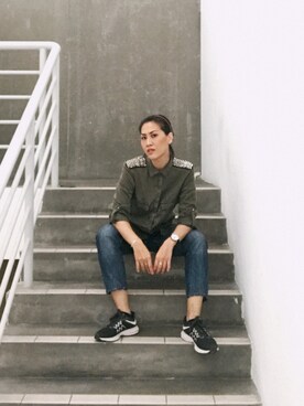 「MONDAINE（モンディーン）のアイテム」を使った、WaiChingさん（レディース・165cm）の夏コーディネート