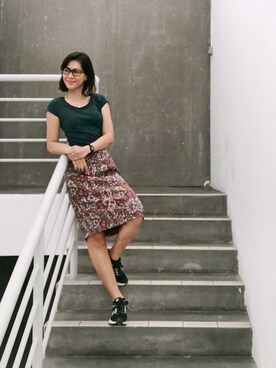 「アイテム（腕時計、パープル系）」を使った、WaiChingさん（レディース・165cm）の夏コーディネート