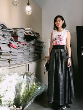 「MONDAINE（モンディーン）のアイテム」を使った、WaiChingさん（レディース・165cm）の夏コーディネート