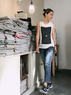 「アイテム（腕時計、パープル系）」を使った、WaiChingさん（レディース・165cm）の夏コーディネート