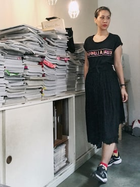 「アイテム（腕時計、パープル系）」を使った、WaiChingさん（レディース・165cm）の夏コーディネート