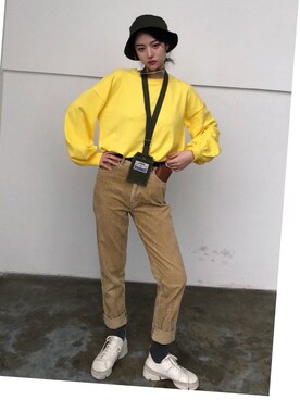 「MONKI（モンキ）のアイテム（パーカー）」を使った、邹泽楠さん（レディース・168cm）の冬コーディネート