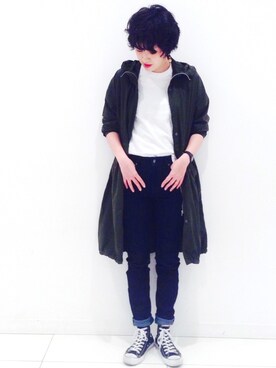 「UNIQLO（ユニクロ）のWOMEN ウルトラストレッチジーンズ（デニムパンツ）」を使った、yukinaさん（レディース・170cm）の冬コーディネート