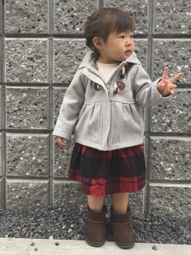 「アイテム（ダッフルコート）」を使った、yu__*さん（キッズ・80cm）の秋コーディネート