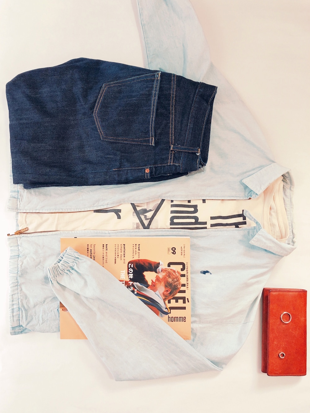 「summer、VINTAGE、UNIQLO、Polo Ralph Lauren、M エム、sot、autumn、fashion」｜「sotのプエブロレザー ロングウォレット（財布、イエロー系）」を使った、はーびーさん（メンズ・170cm）の秋コーディネートの1枚目の写真