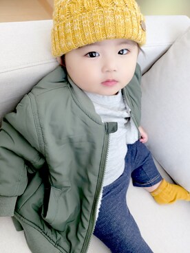 「EDWIN（エドウィン）のアイテム（ジャケット/アウター）」を使った、sさん（キッズ・80cm）の秋コーディネート