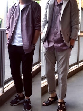 「Giab's（ジャブス）のアイテム（スラックス）」を使った、アビーユさん（メンズ・180cm）の夏コーディネート