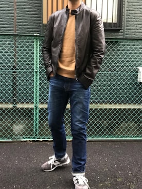 「初心者コーデ」｜「アイテム（ジャケット/アウター）」を使った、アビーユさん（メンズ・180cm）の冬コーディネート