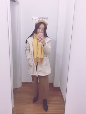 「UNIQLO（ユニクロ）のアイテム（マウンテンパーカー、ホワイト系）」を使った、你的名字很好听呀_さん（レディース・155cm）の冬コーディネート