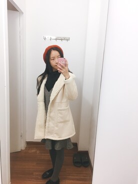 「UNIQLO（ユニクロ）のアイテム（マウンテンパーカー、ホワイト系）」を使った、你的名字很好听呀_さん（レディース・155cm）の冬コーディネート