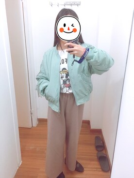 「cache cache（カシュ カシュ）のアイテム（MA-1）」を使った、你的名字很好听呀_さん（レディース・155cm）の冬コーディネート