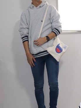 「Champion（チャンピオン）のアイテム（ショルダーバッグ）」を使った、やんやんさん（メンズ・167cm）の夏コーディネート