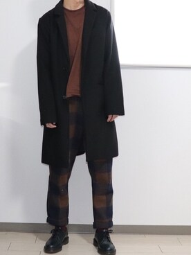 「improves（インプローブス）のアイテム（スラックス）」を使った、やんやんさん（メンズ・168cm）の冬コーディネート